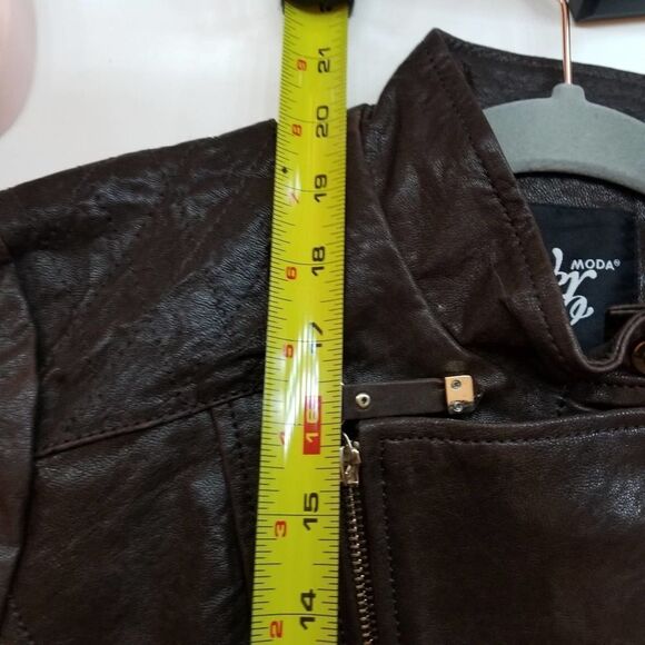 Vero Moda Brown Leather Moto Jacket - Picture 13 of 16